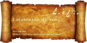 Latzkovits Áron névjegykártya